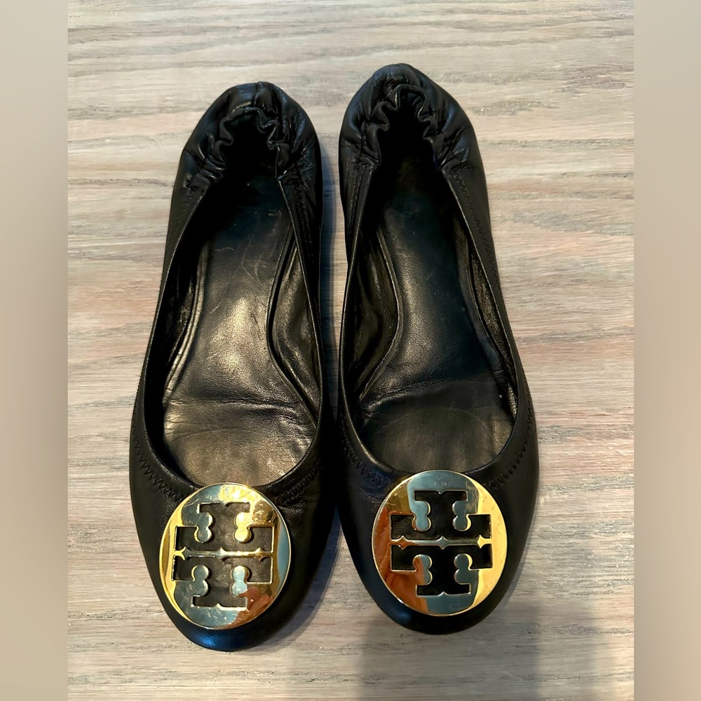 Tory Burch Reva Black Flats 8.5